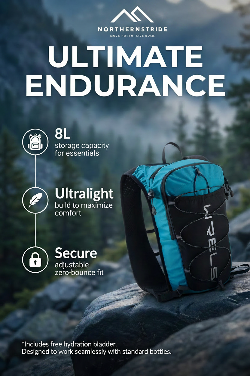 NorthernStride™ 8L Hydration Backpack + Free Water Bladder